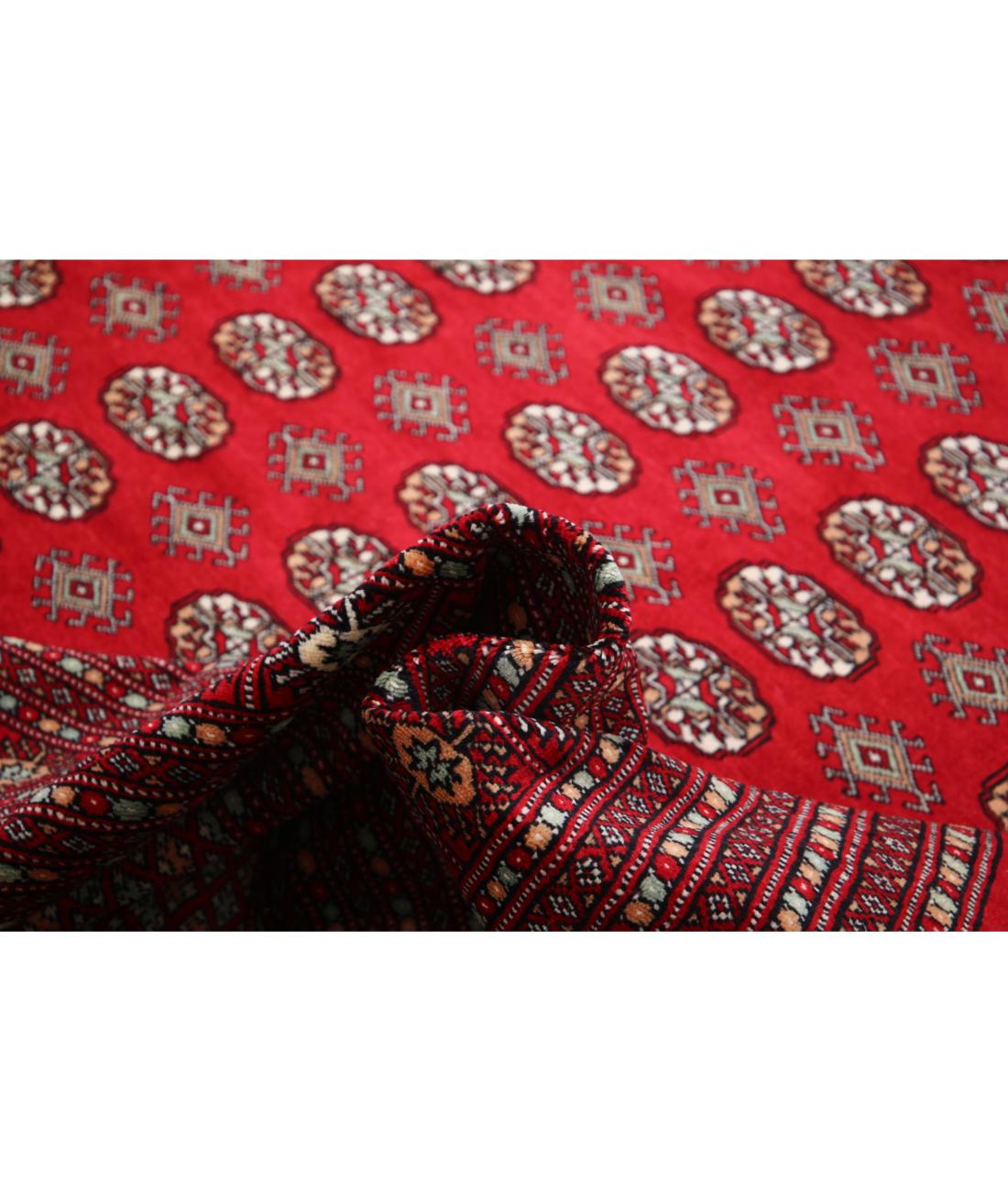 Hand Knotted Tribal Bokhara Wool Rug - 12'1'' x 17'10'' 12' 1" X 17' 10" (368 X 544) / Red / Black