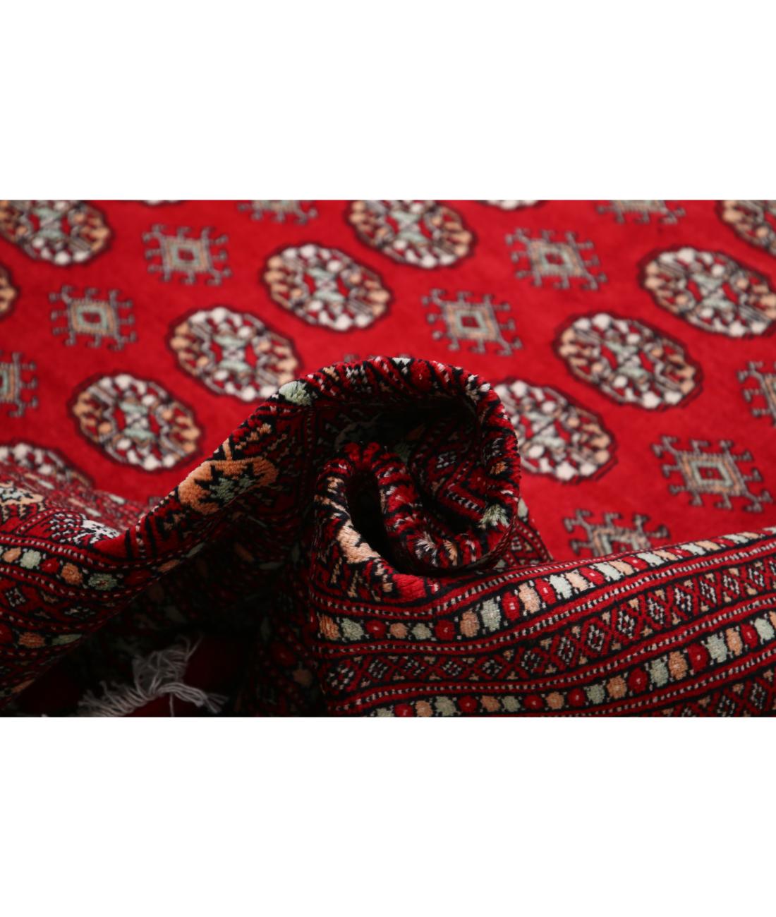 Hand Knotted Tribal Bokhara Wool Rug - 12'0'' x 17'5'' 12' 0" X 17' 5" (366 X 531) / Red / Black