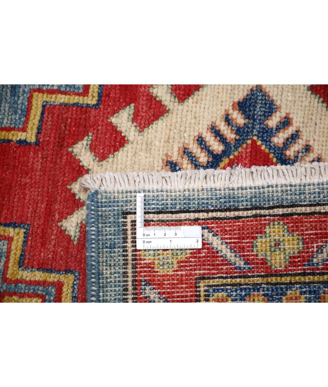 Hand Knotted Tribal Kazak Wool Rug - 8'2'' x 11'6'' 8' 2" X 11' 6" (249 X 351) / Blue / Ivory
