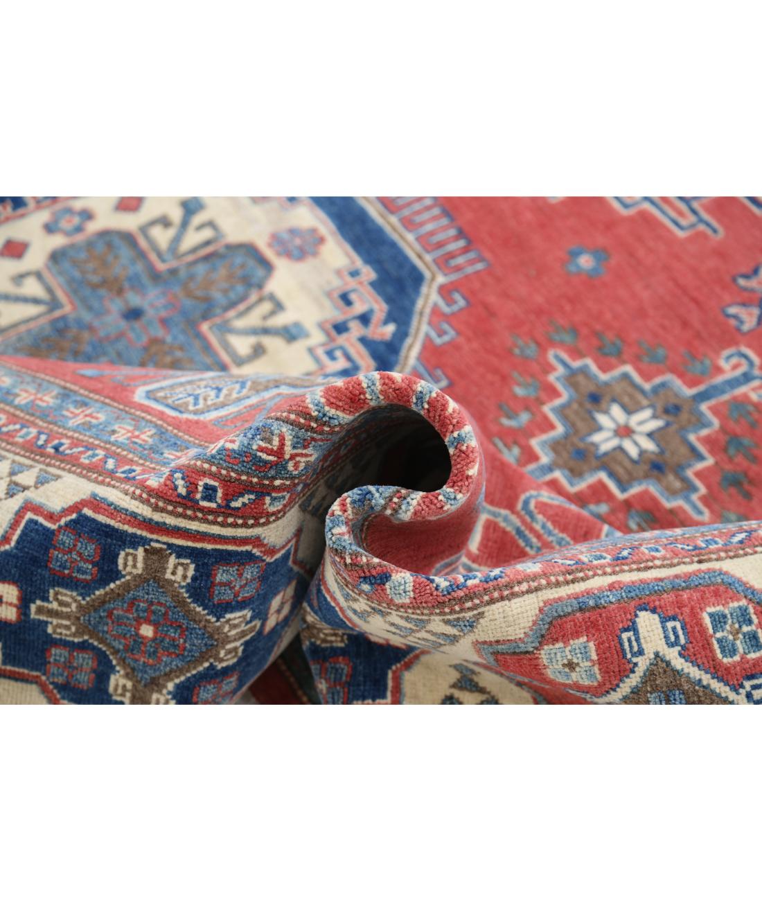 Hand Knotted Tribal Kazak Wool Rug - 8'11'' x 11'2'' 8' 11" X 11' 2" (272 X 340) / Red / Ivory