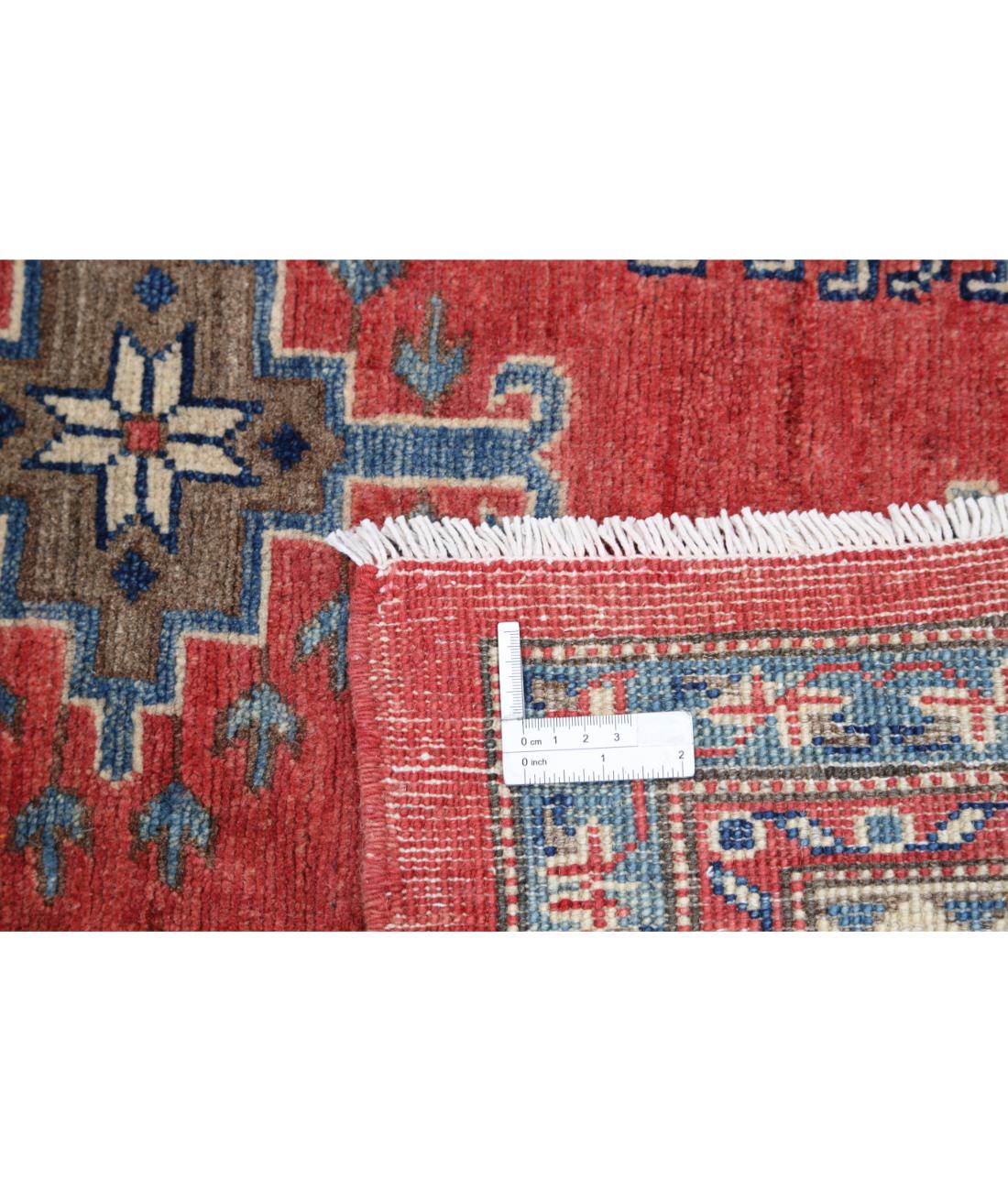 Hand Knotted Tribal Kazak Wool Rug - 8'11'' x 11'2'' 8' 11" X 11' 2" (272 X 340) / Red / Ivory
