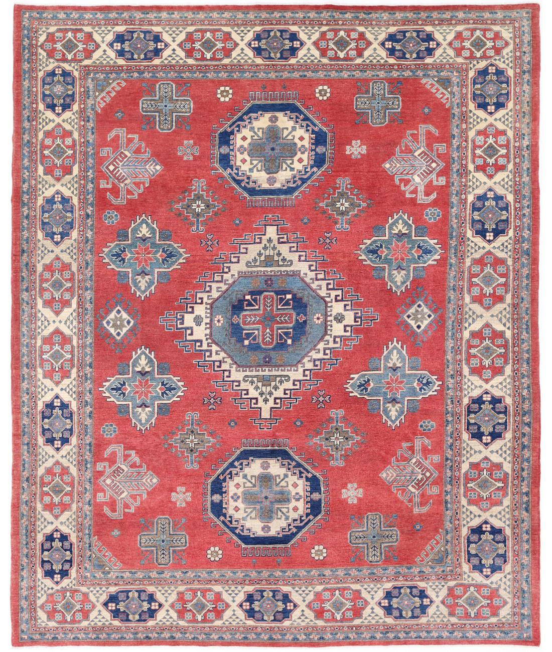 Hand Knotted Tribal Kazak Wool Rug - 8'11'' x 11'2''