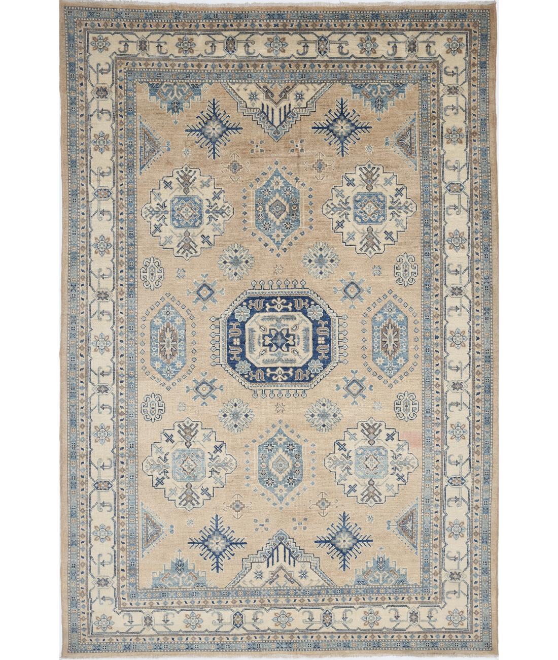 Hand Knotted Tribal Kazak Wool Rug - 6'6'' x 9'9''