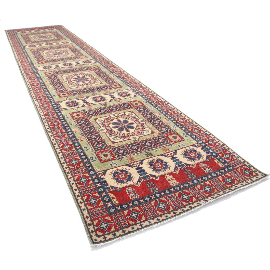 Hand Knotted Tribal Kazak Wool Rug - 4'10'' x 19'4''