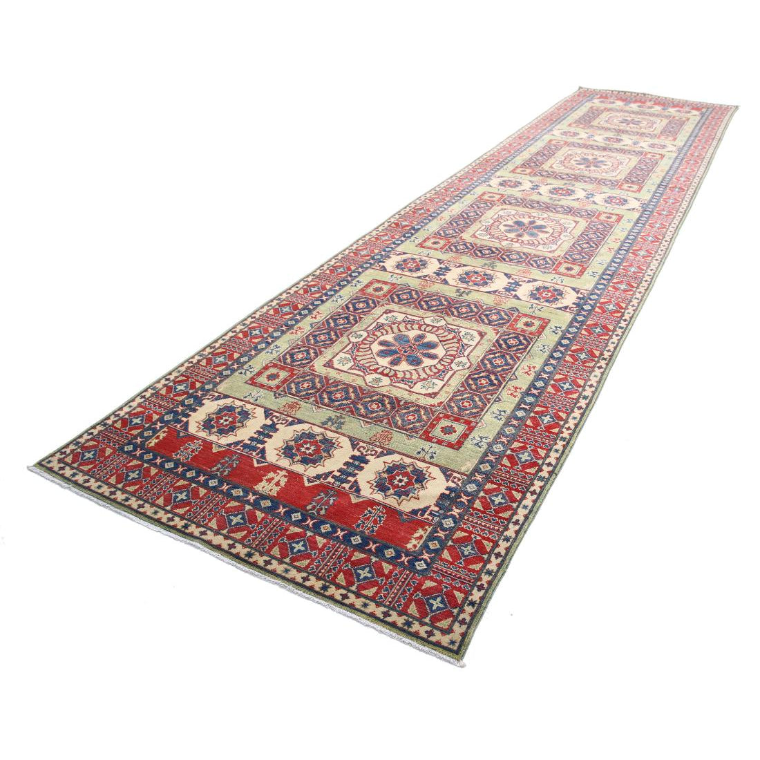 Hand Knotted Tribal Kazak Wool Rug - 4'10'' x 19'4''