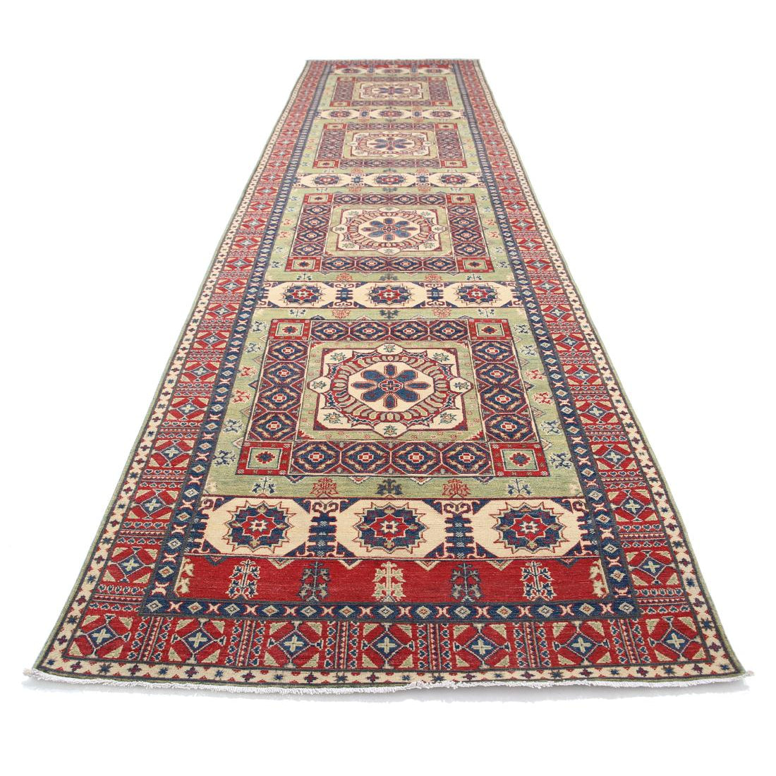 Hand Knotted Tribal Kazak Wool Rug - 4'10'' x 19'4''