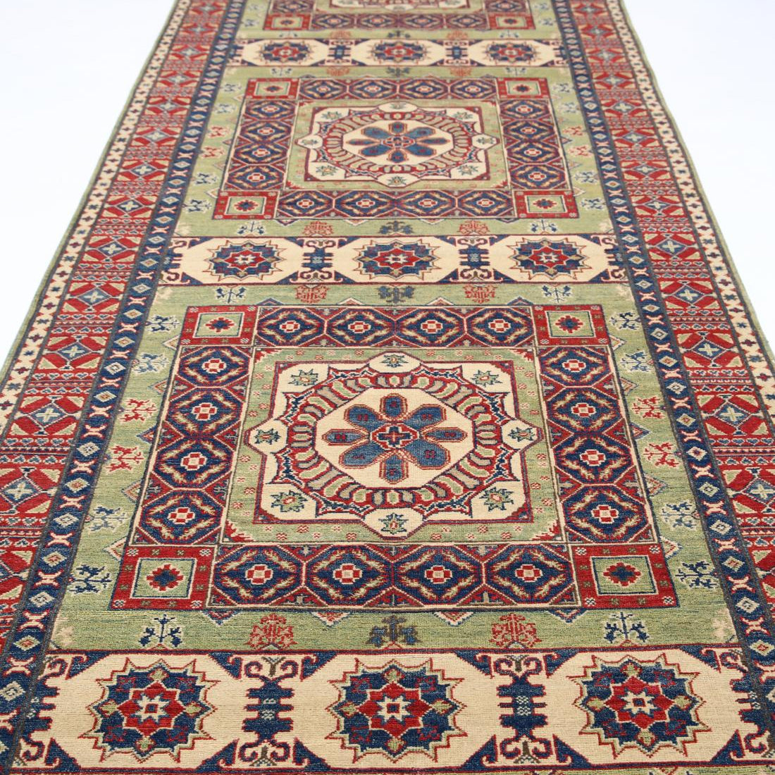 Hand Knotted Tribal Kazak Wool Rug - 4'10'' x 19'4''