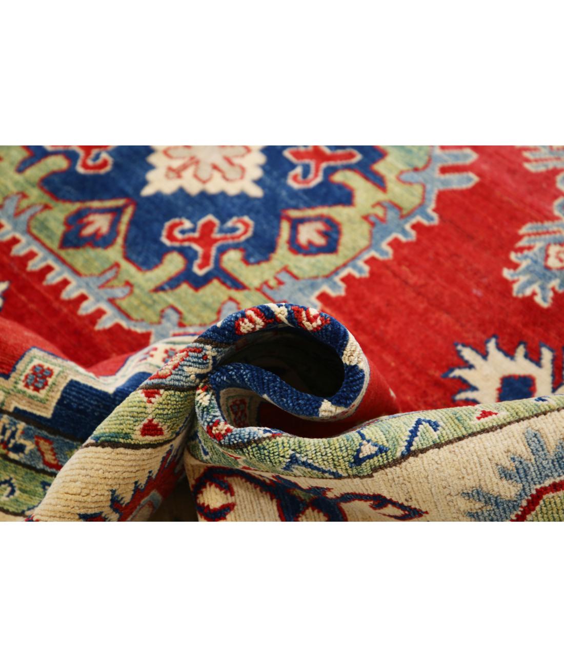 Hand Knotted Tribal Kazak Wool Rug - 8'6'' x 12'4'' 8' 6" X 12' 4" (259 X 376) / Red / Ivory