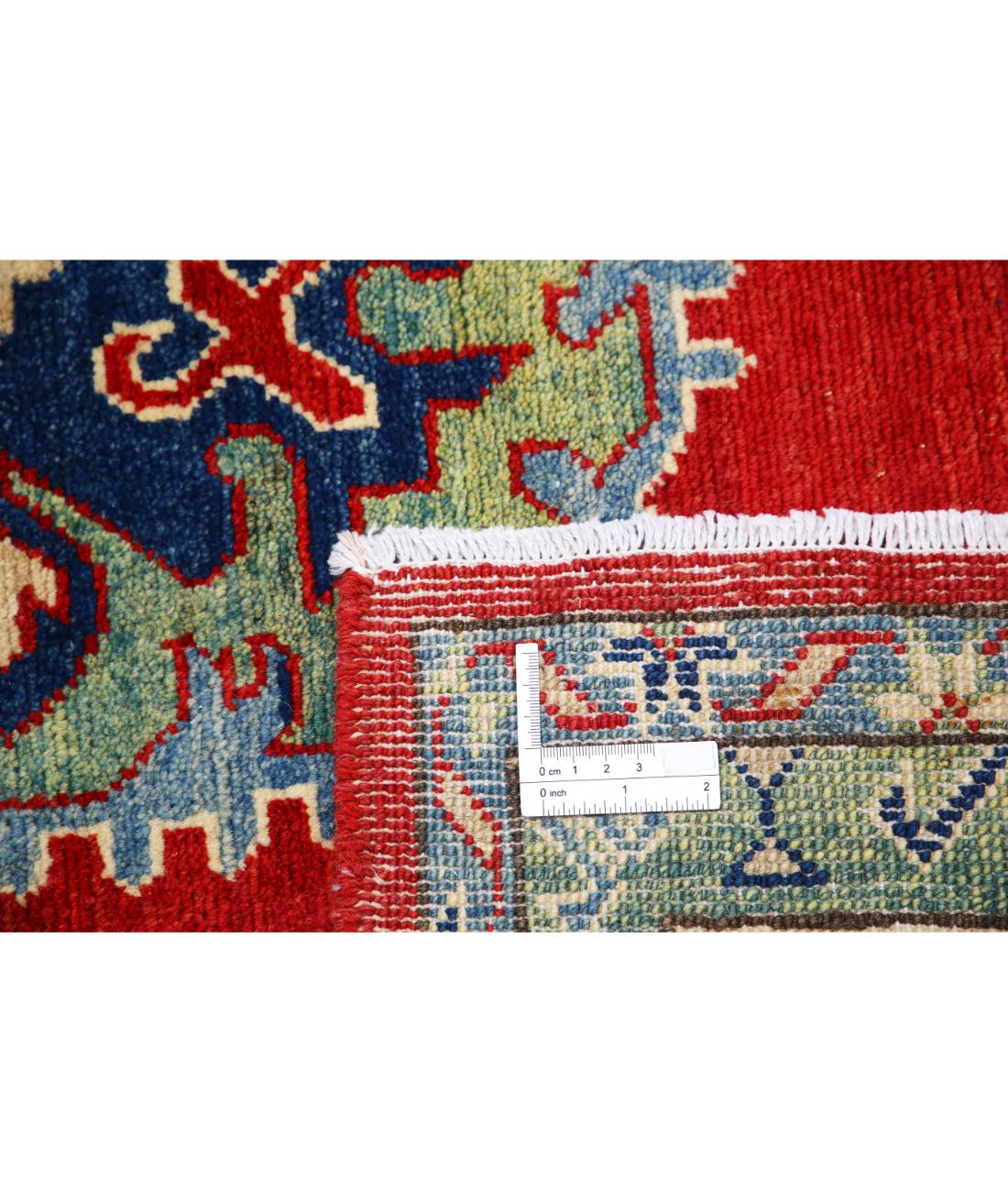 Hand Knotted Tribal Kazak Wool Rug - 8'6'' x 12'4'' 8' 6" X 12' 4" (259 X 376) / Red / Ivory
