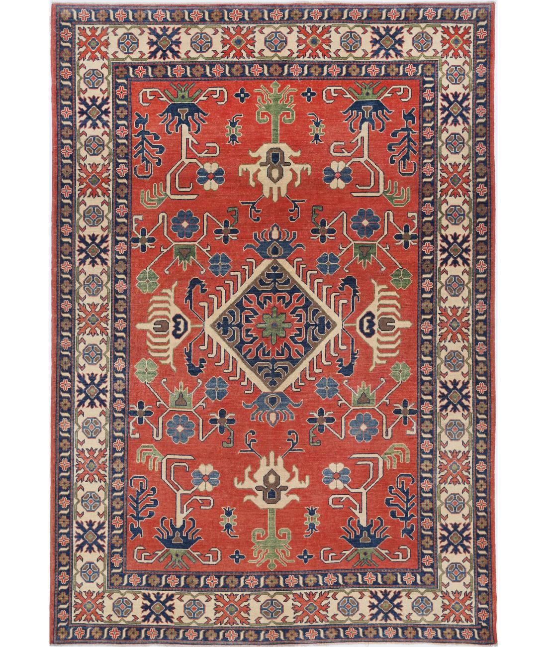 Hand Knotted Tribal Kazak Wool Rug - 6'9'' x 9'9''