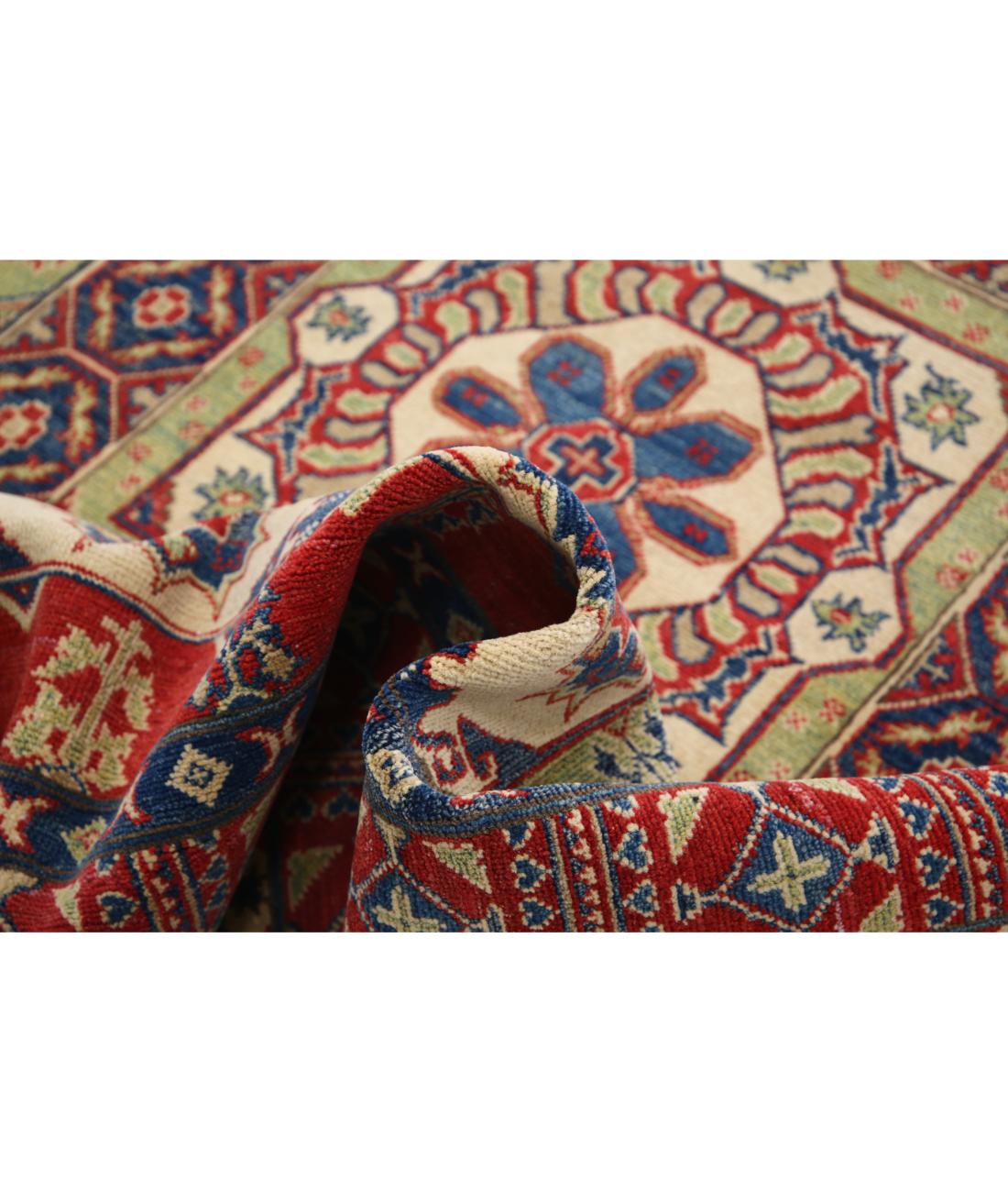 Hand Knotted Tribal Kazak Wool Rug - 4'11'' x 19'5'' 4' 11" X 19' 5" (150 X 592) / Red / Ivory
