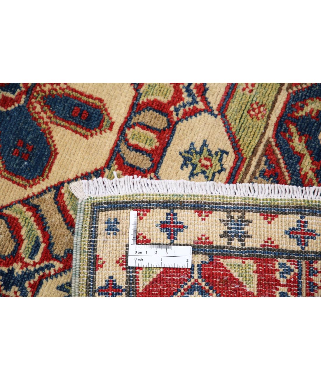 Hand Knotted Tribal Kazak Wool Rug - 4'11'' x 19'5'' 4' 11" X 19' 5" (150 X 592) / Red / Ivory