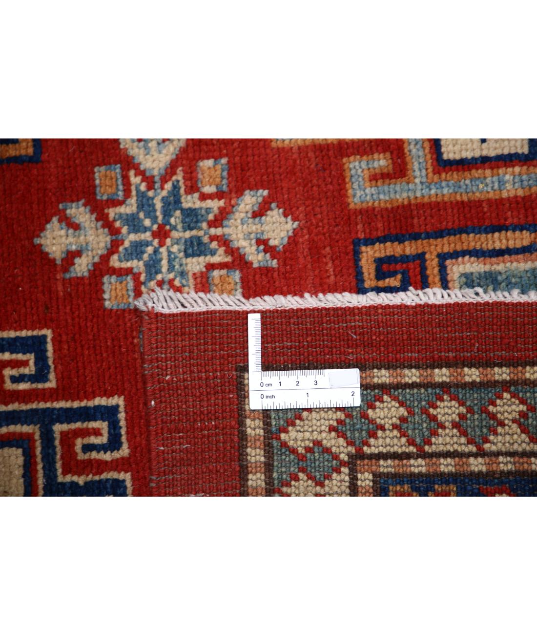 Hand Knotted Tribal Kazak Wool Rug - 8'2'' x 11'3'' 8' 2" X 11' 3" (249 X 343) / Red / Ivory