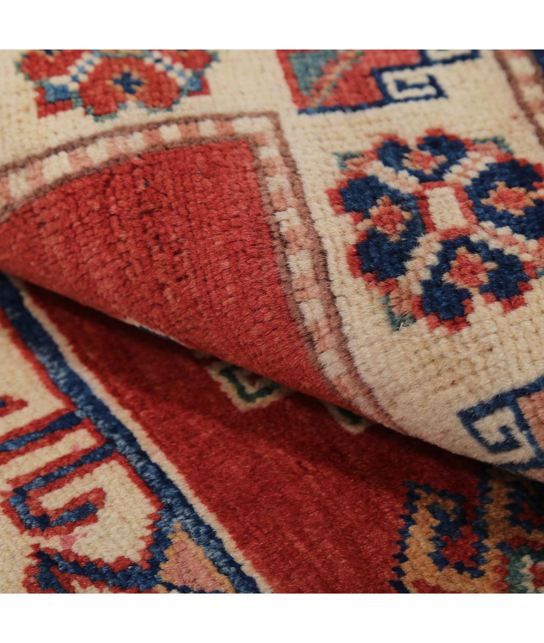 Hand Knotted Tribal Kazak Wool Rug - 3'0'' x 4'8'' 3' 0" X 4' 8" (91 X 142) / Red / Ivory