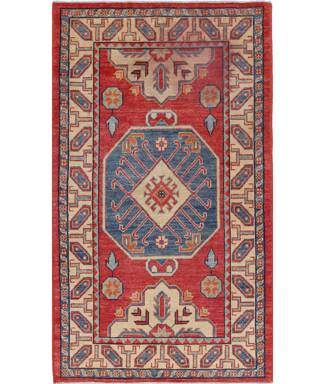 Hand Knotted Tribal Kazak Wool Rug - 2'11'' x 5'9''