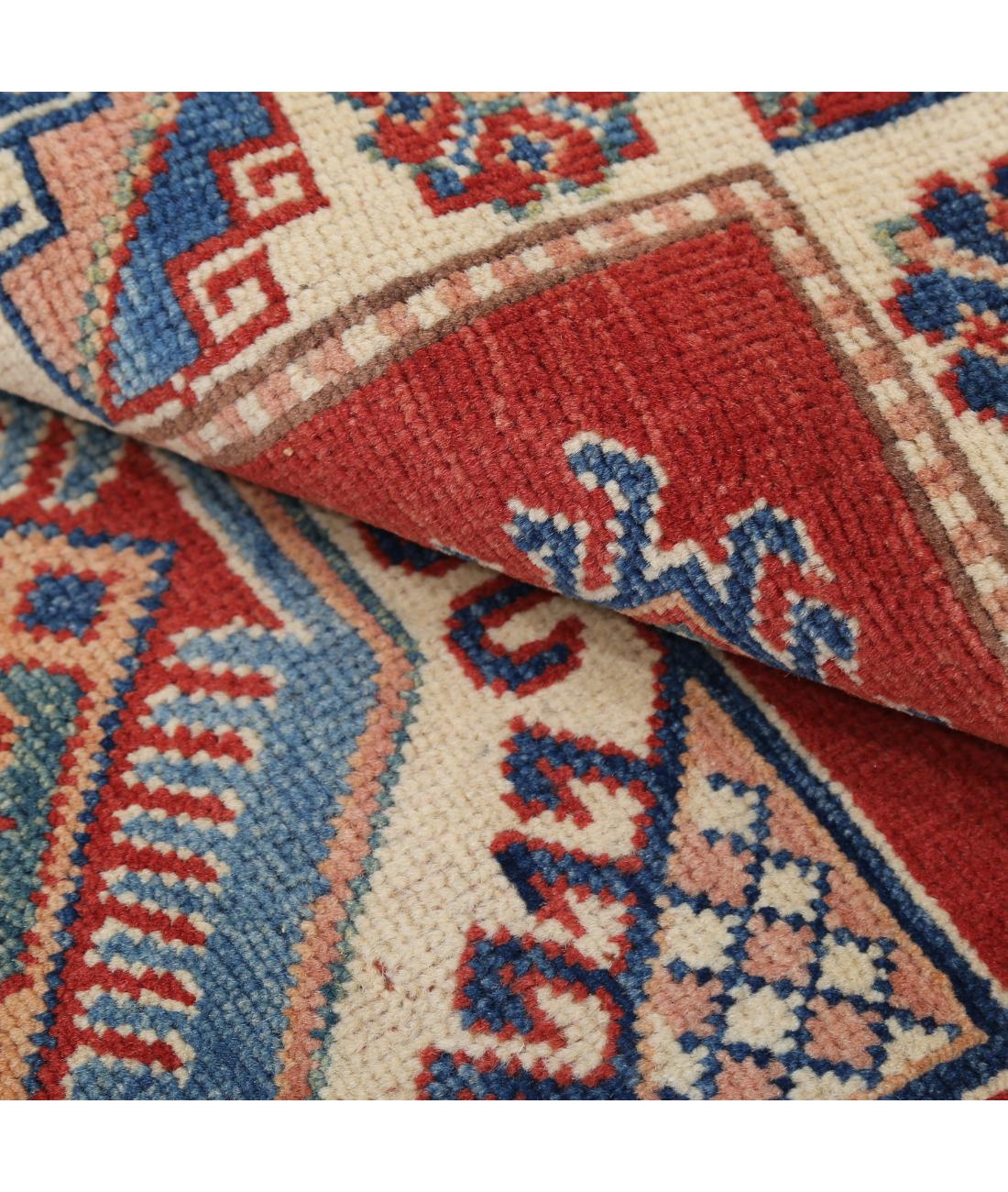 Hand Knotted Tribal Kazak Wool Rug - 3'0'' x 4'10'' 3' 0" X 4' 10" (91 X 147) / Red / Ivory