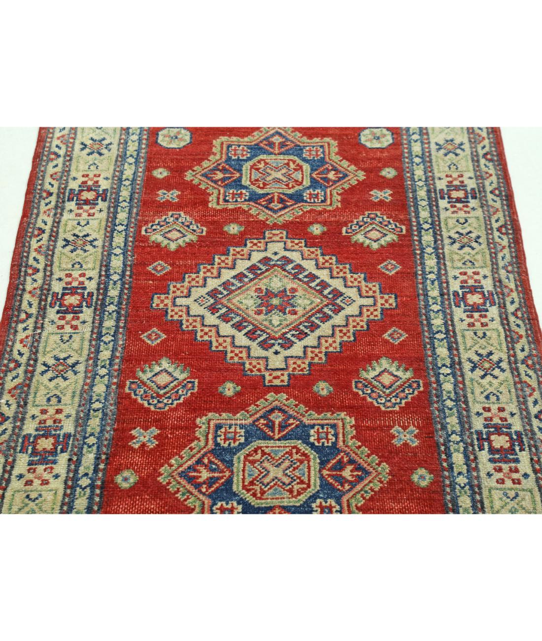 Hand Knotted Tribal Kazak Wool Rug - 2'9'' x 4'7'' 2' 9" X 4' 7" (84 X 140) / Red / Ivory