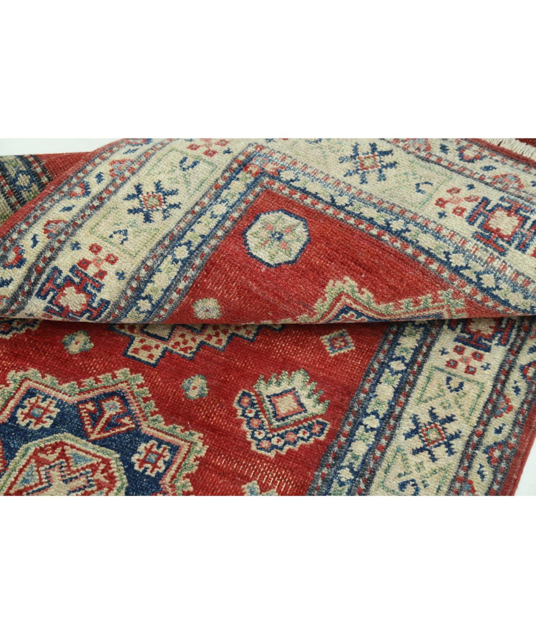 Hand Knotted Tribal Kazak Wool Rug - 2'9'' x 4'7'' 2' 9" X 4' 7" (84 X 140) / Red / Ivory