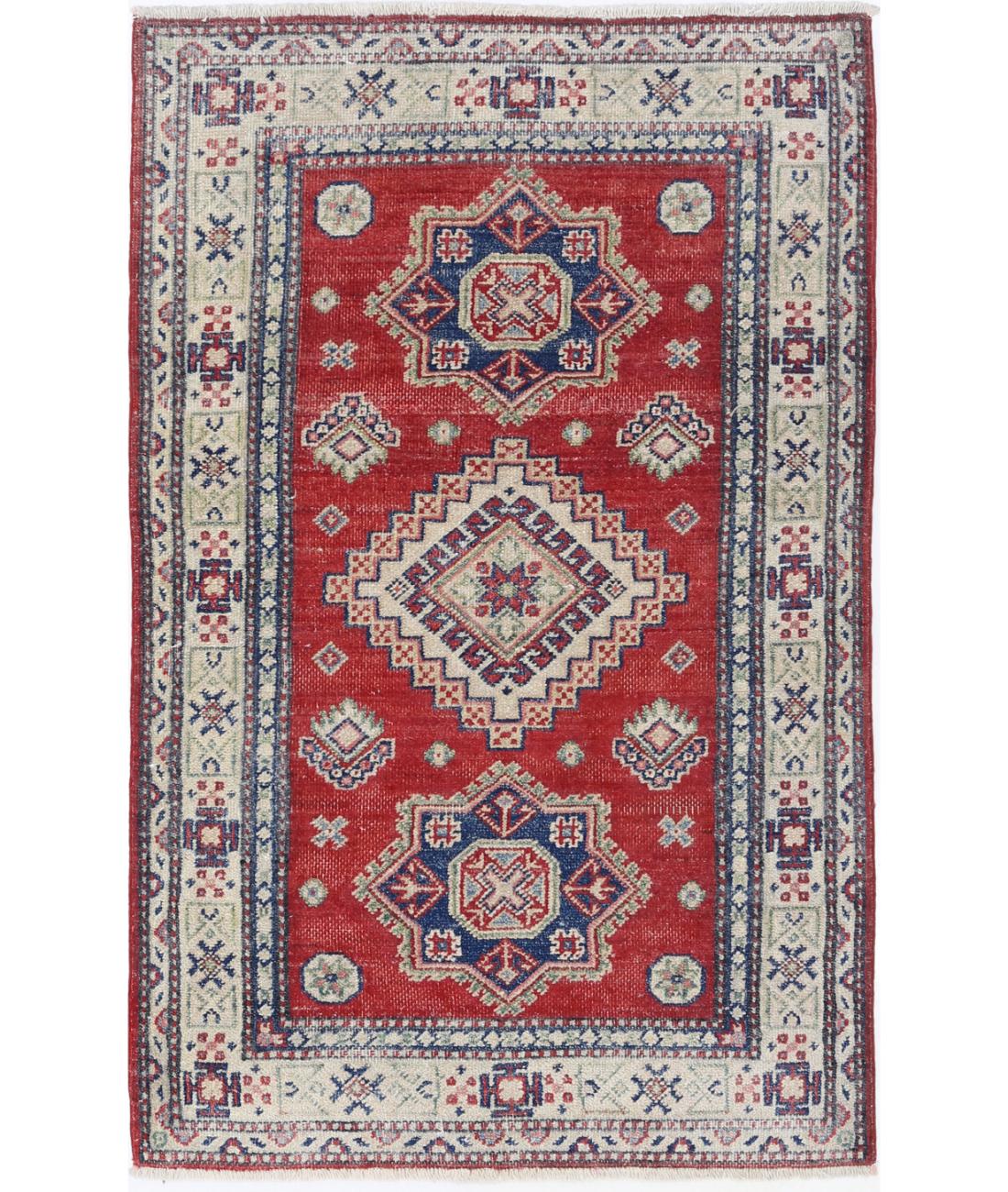 Hand Knotted Tribal Kazak Wool Rug - 2'9'' x 4'7''