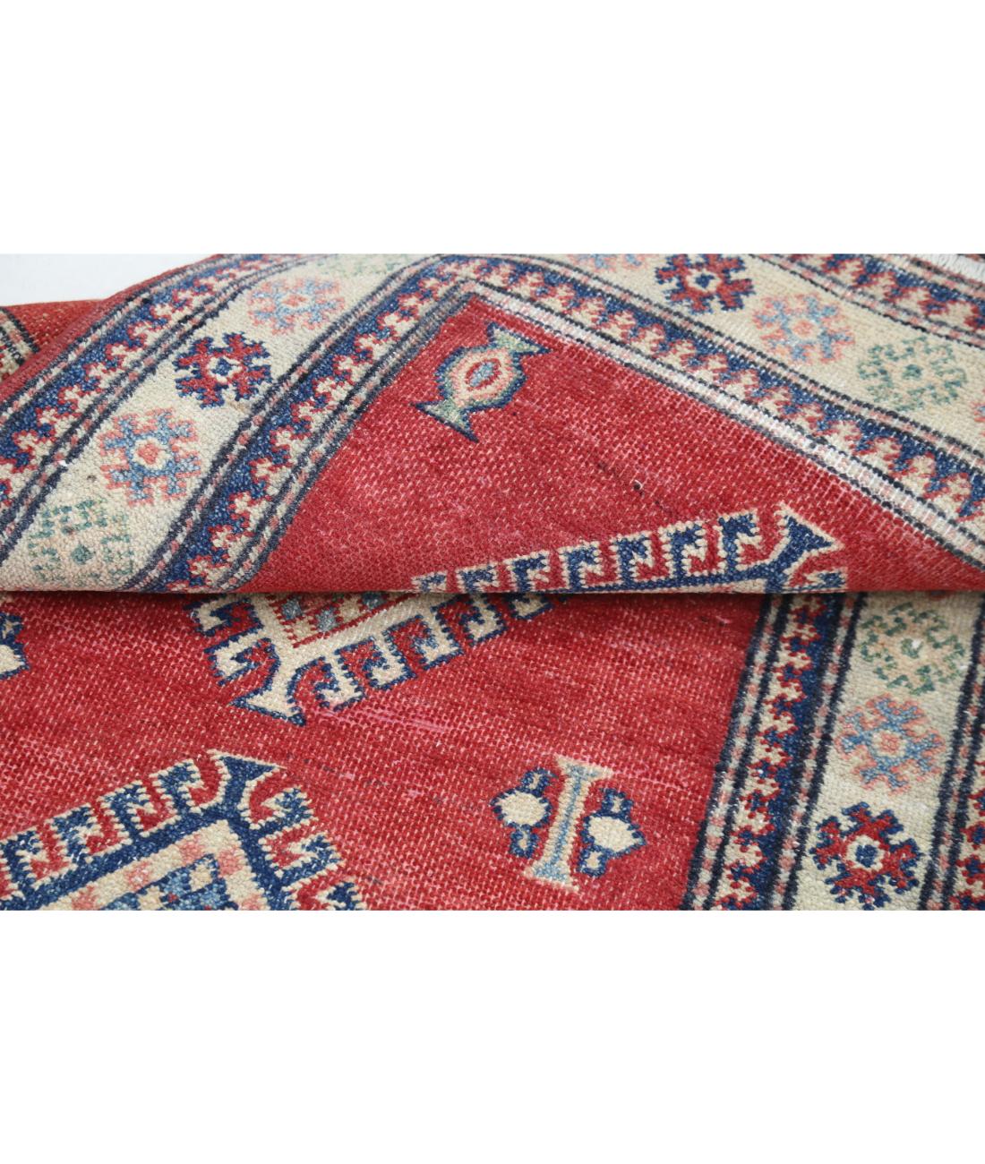 Hand Knotted Tribal Kazak Wool Rug - 2'10'' x 4'11'' 2' 10" X 4' 11" (86 X 150) / Red / Ivory
