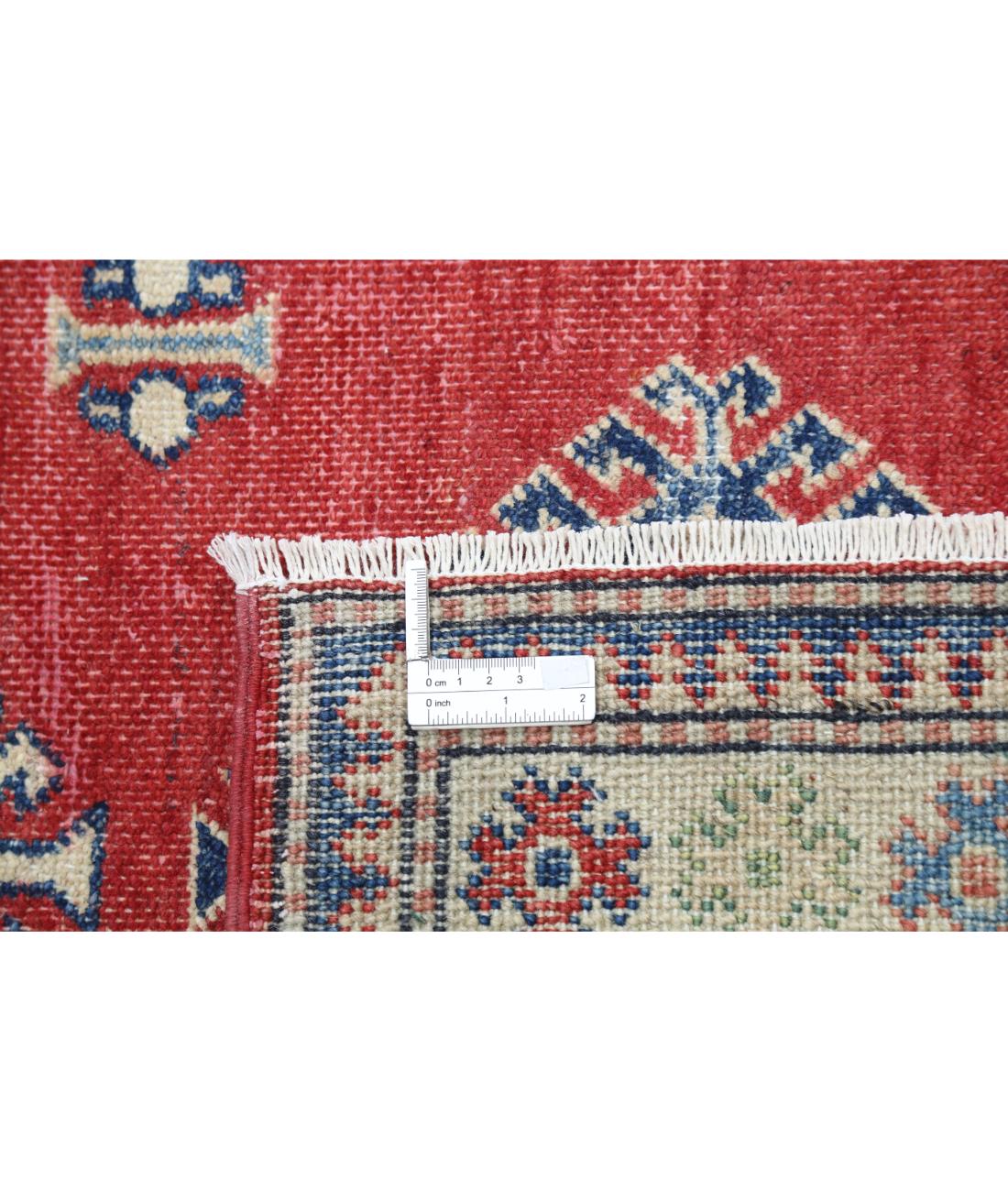 Hand Knotted Tribal Kazak Wool Rug - 2'10'' x 4'11'' 2' 10" X 4' 11" (86 X 150) / Red / Ivory