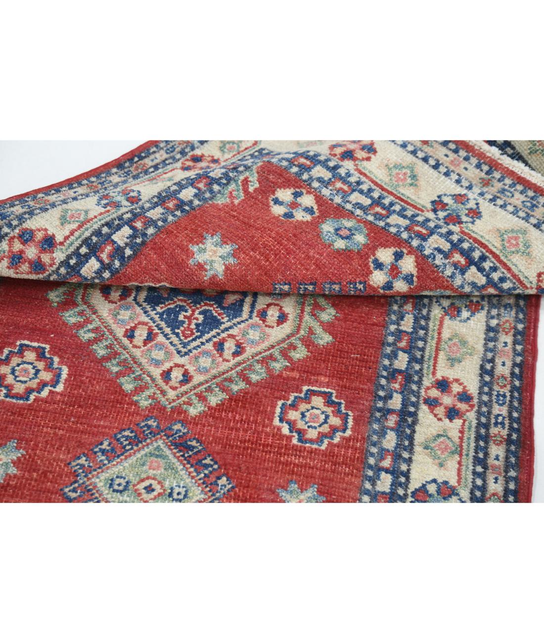 Hand Knotted Tribal Kazak Wool Rug - 2'6'' x 3'11'' 2' 6" X 3' 11" (76 X 119) / Red / Ivory