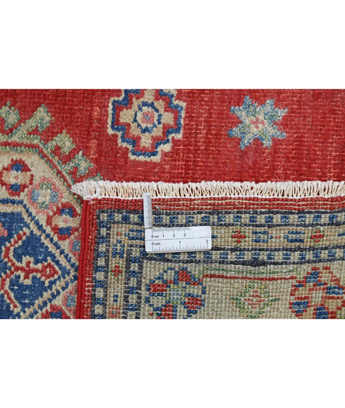 Hand Knotted Tribal Kazak Wool Rug - 2'6'' x 3'11'' 2' 6" X 3' 11" (76 X 119) / Red / Ivory