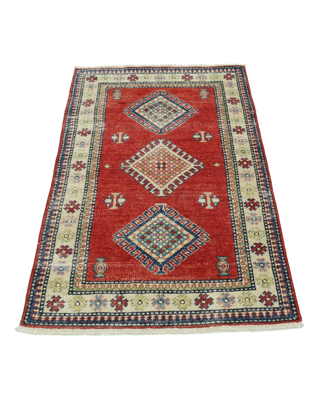 Hand Knotted Tribal Kazak Wool Rug - 2'10'' x 4'8''