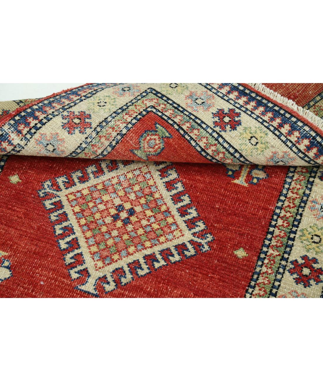 Hand Knotted Tribal Kazak Wool Rug - 2'10'' x 4'8'' 2' 10" X 4' 8" (86 X 142) / Red / Ivory