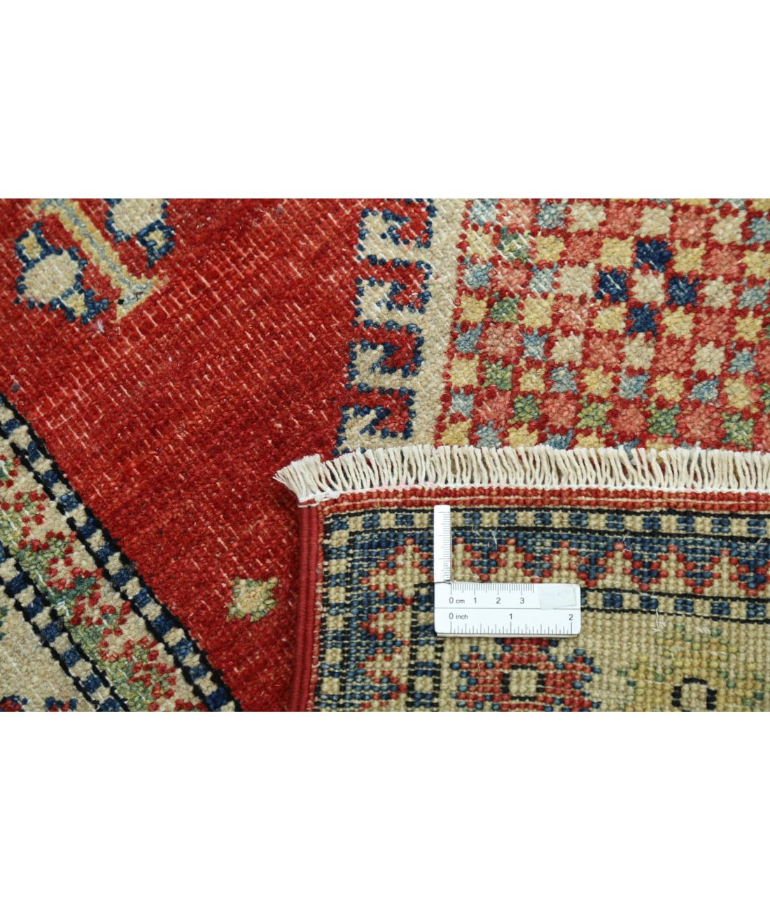 Hand Knotted Tribal Kazak Wool Rug - 2'10'' x 4'8'' 2' 10" X 4' 8" (86 X 142) / Red / Ivory