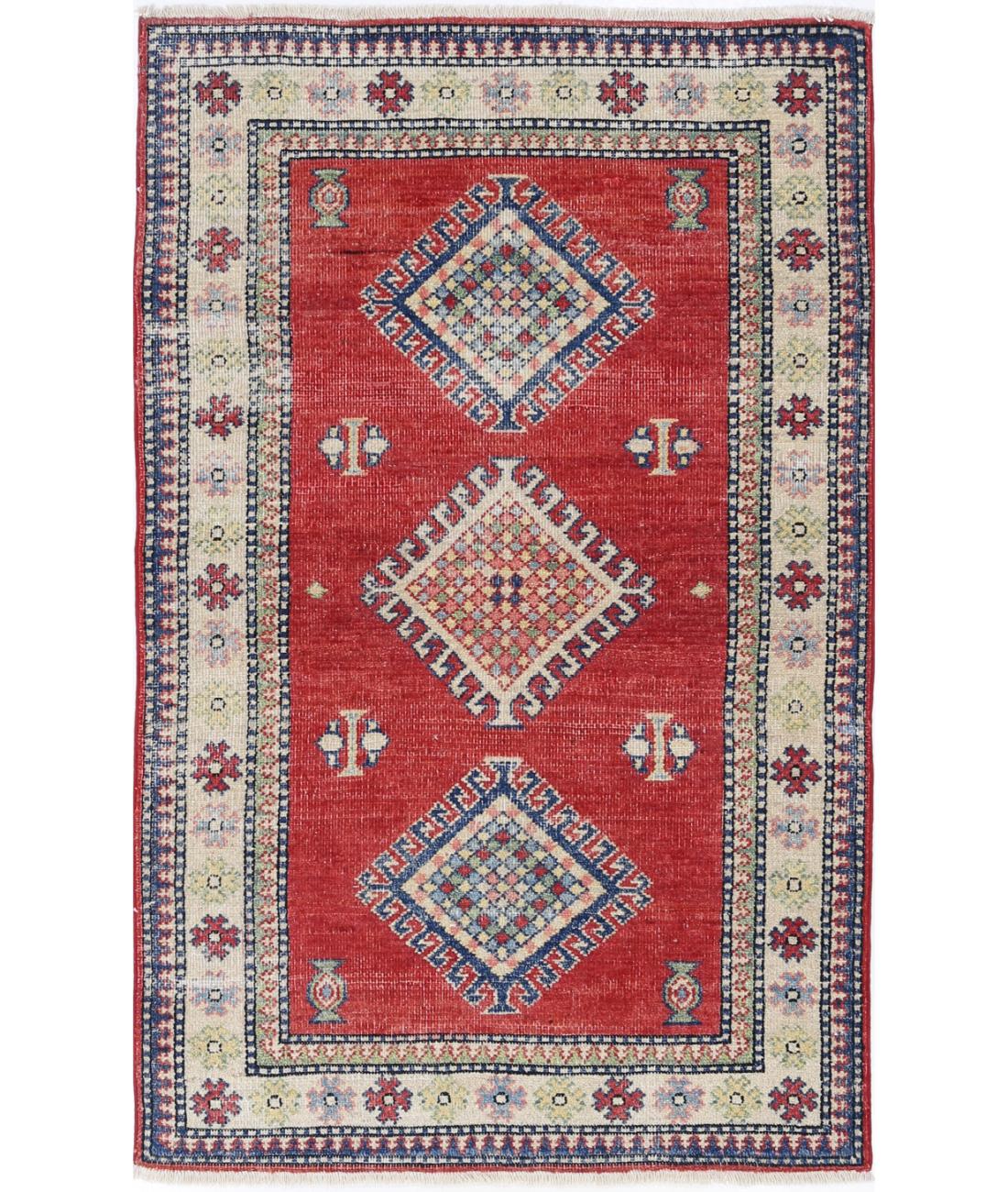Hand Knotted Tribal Kazak Wool Rug - 2'10'' x 4'8''