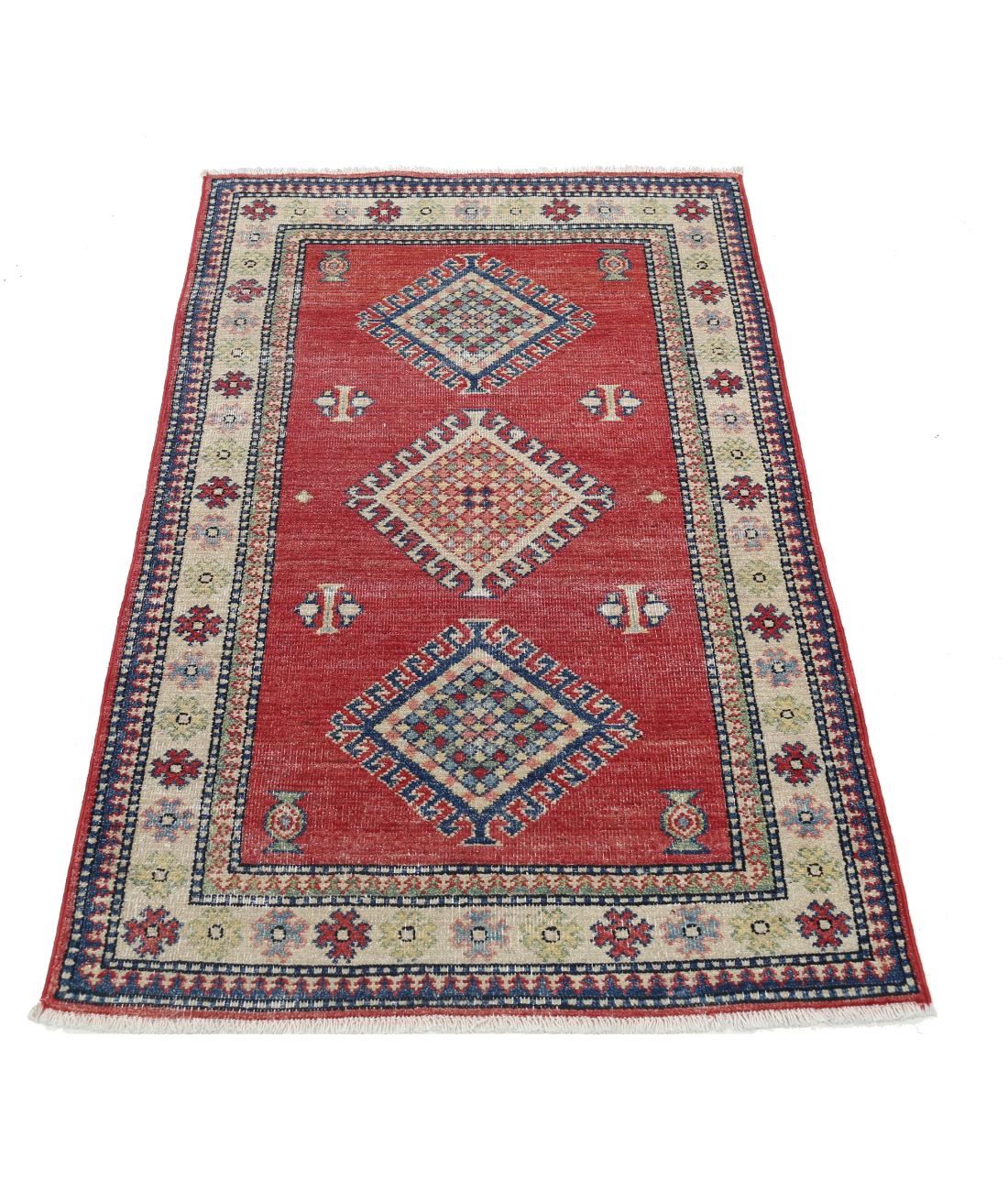 Hand Knotted Tribal Kazak Wool Rug - 2'10'' x 4'7''