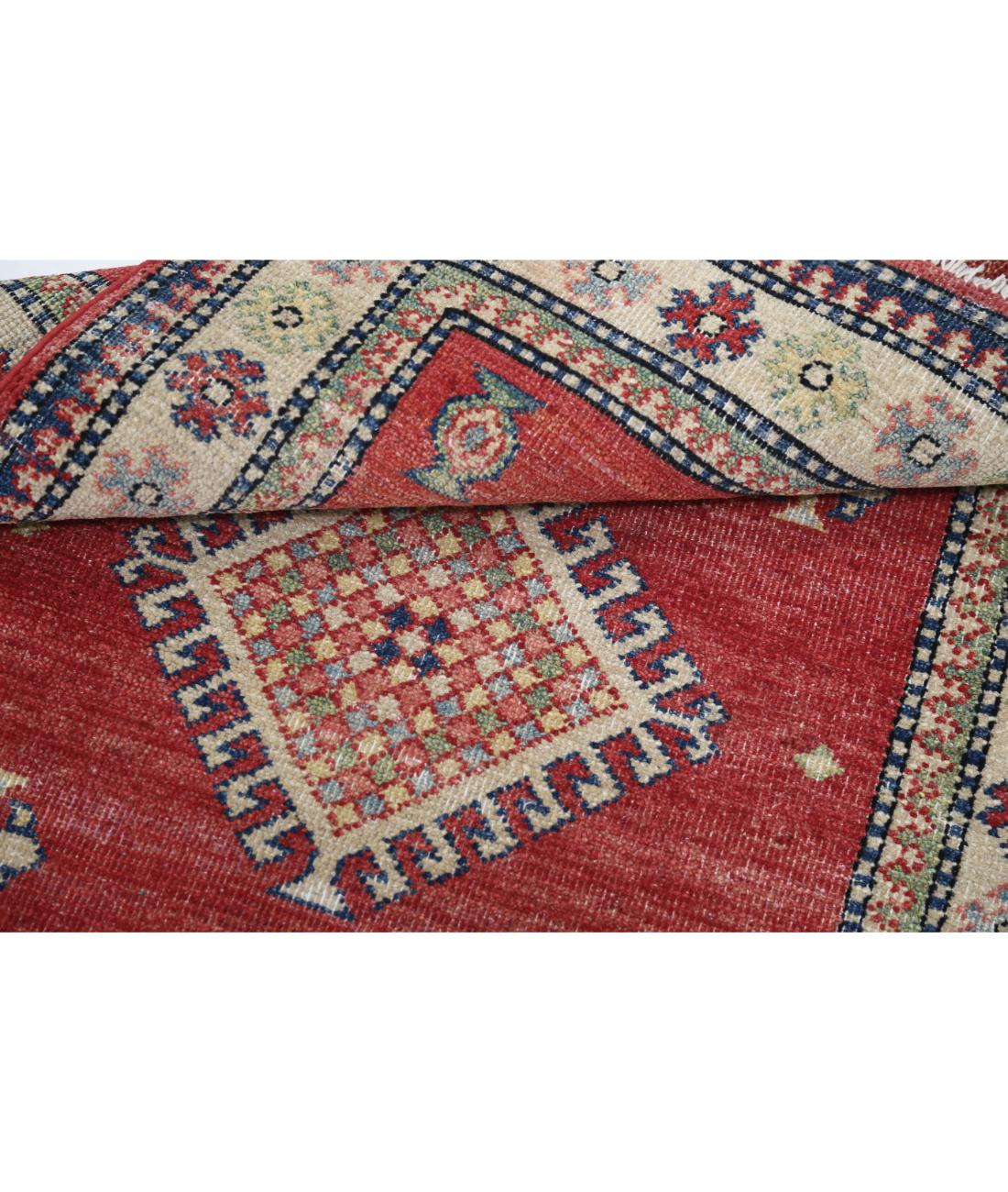 Hand Knotted Tribal Kazak Wool Rug - 2'10'' x 4'7'' 2' 10" X 4' 7" (86 X 140) / Red / Ivory