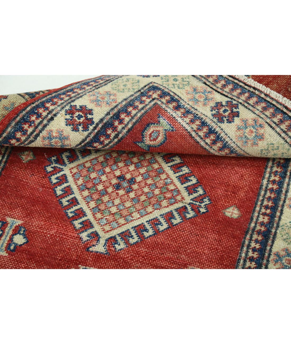 Hand Knotted Tribal Kazak Wool Rug - 2'10'' x 4'10'' 2' 10" X 4' 10" (86 X 147) / Red / Ivory