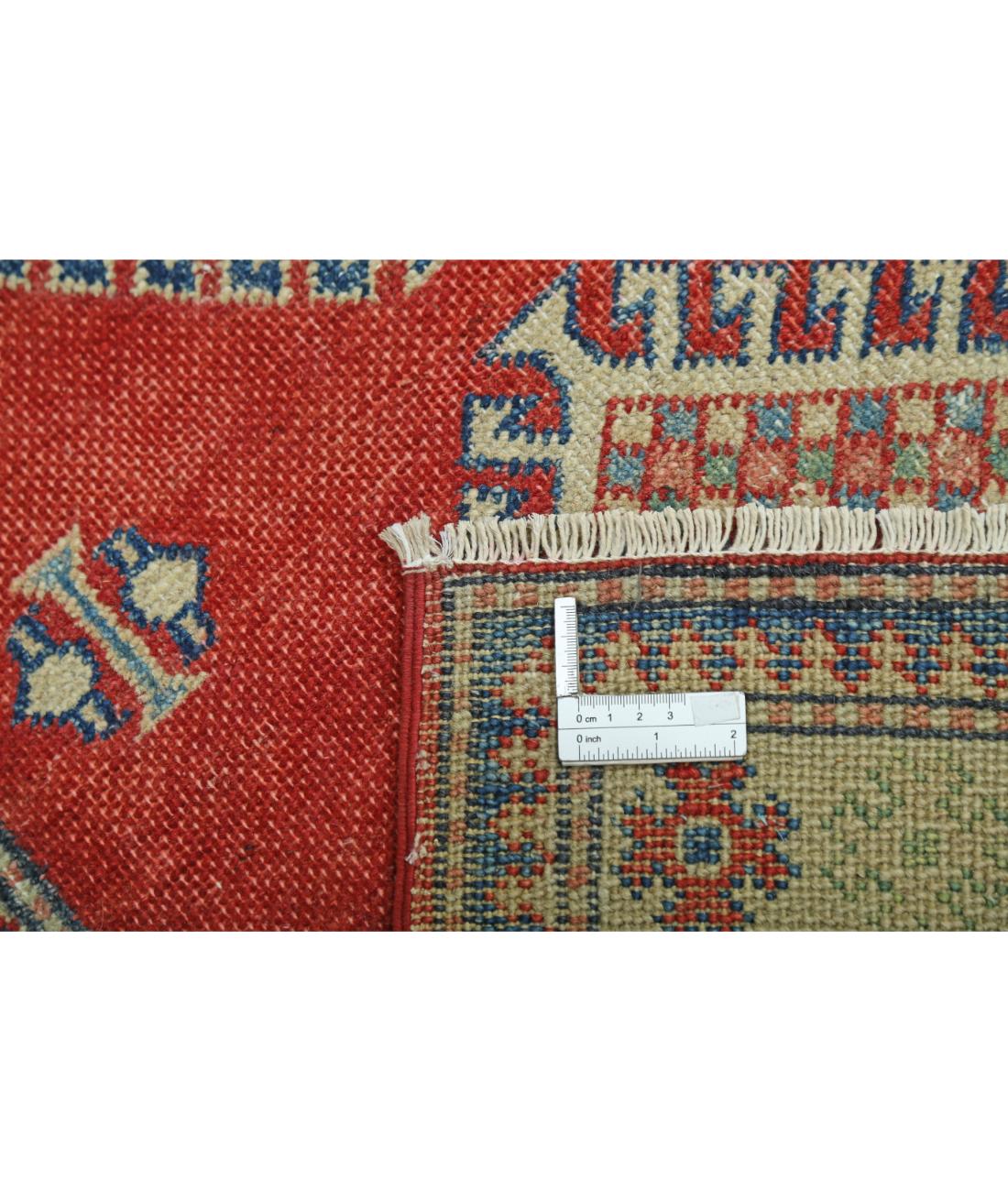 Hand Knotted Tribal Kazak Wool Rug - 2'10'' x 4'10'' 2' 10" X 4' 10" (86 X 147) / Red / Ivory