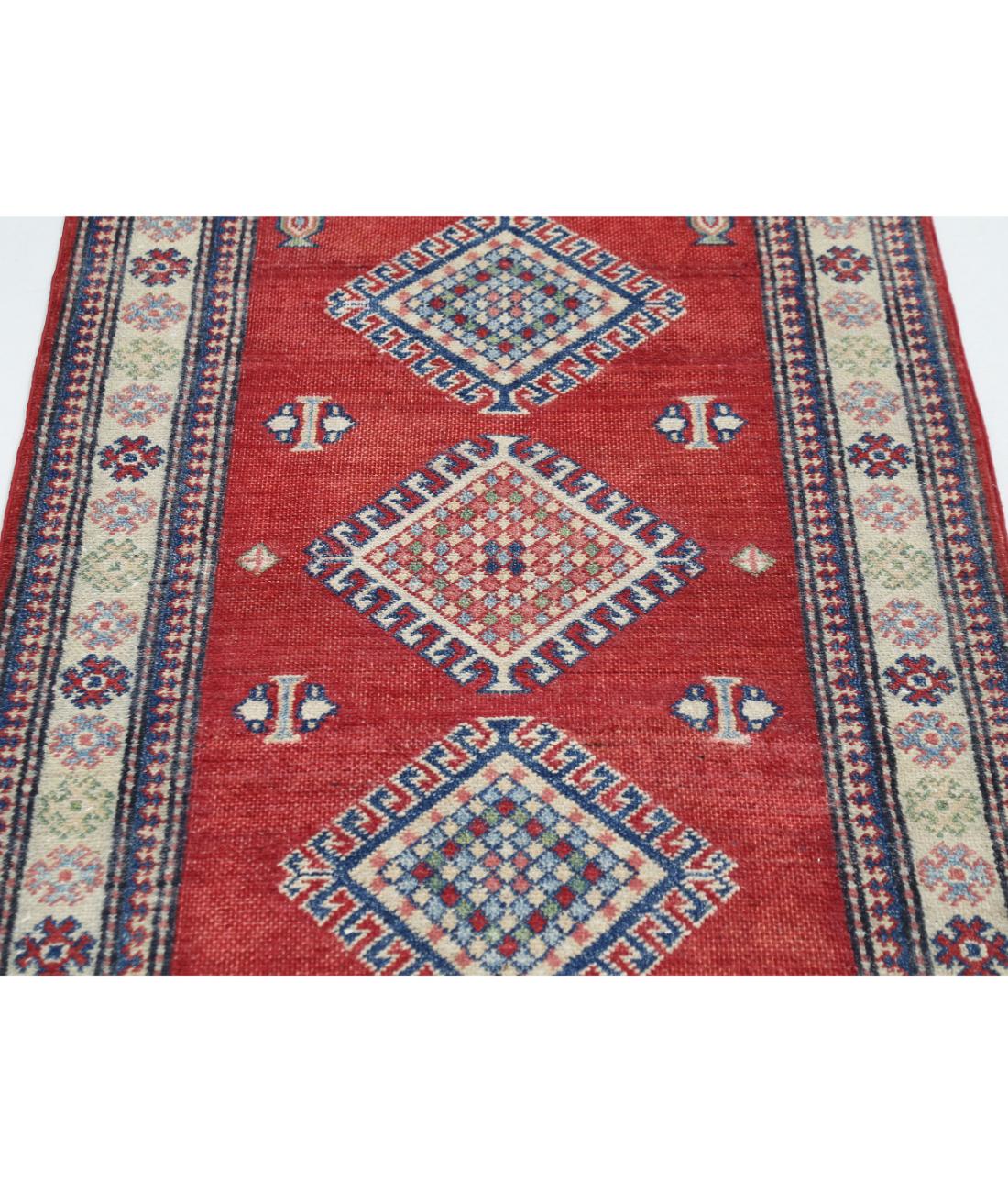 Hand Knotted Tribal Kazak Wool Rug - 2'10'' x 4'8'' 2' 10" X 4' 8" (86 X 142) / Red / Ivory