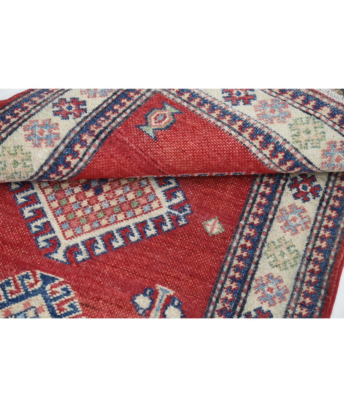 Hand Knotted Tribal Kazak Wool Rug - 2'10'' x 4'8'' 2' 10" X 4' 8" (86 X 142) / Red / Ivory