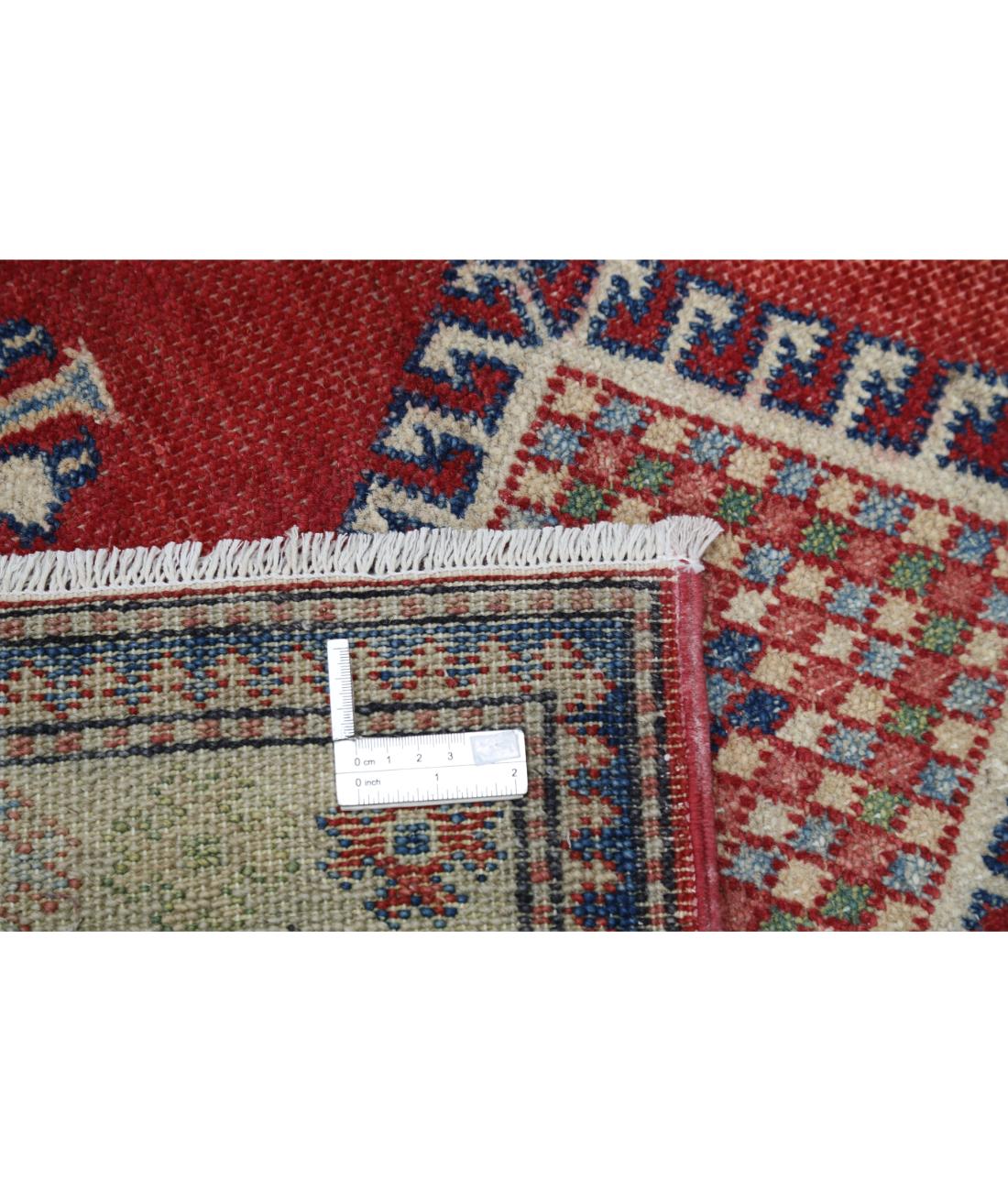 Hand Knotted Tribal Kazak Wool Rug - 2'10'' x 4'8'' 2' 10" X 4' 8" (86 X 142) / Red / Ivory