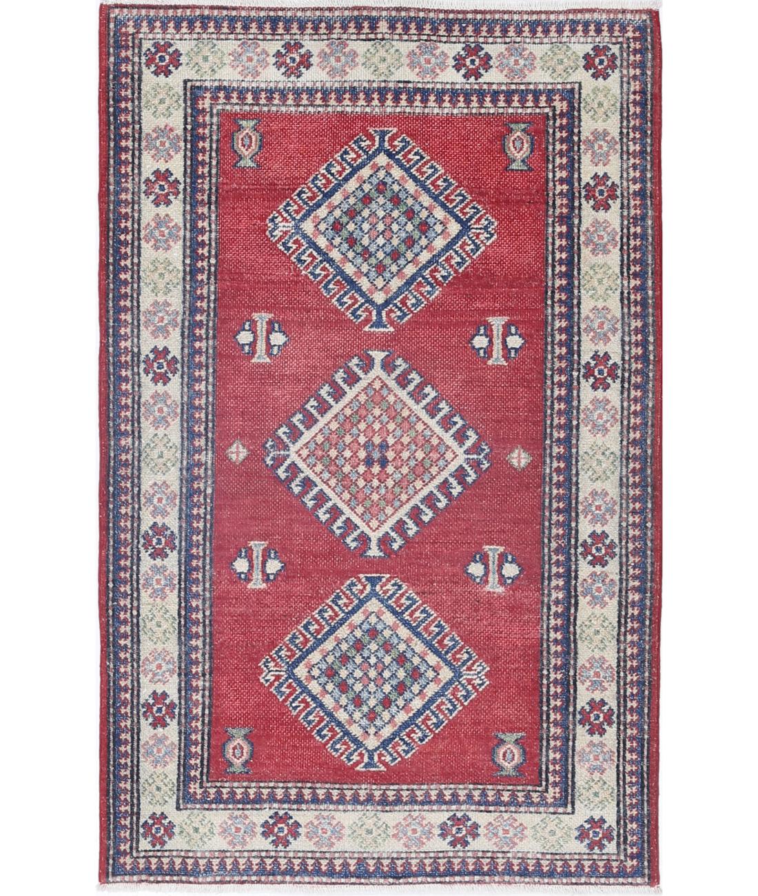 Hand Knotted Tribal Kazak Wool Rug - 2'10'' x 4'8''