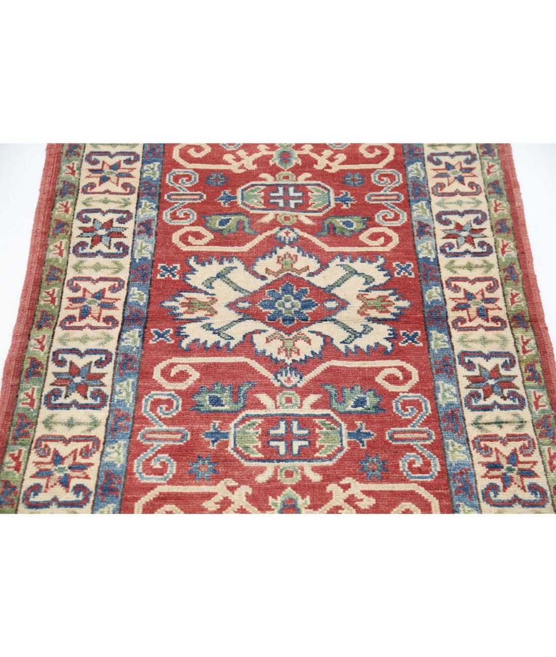 Hand Knotted Tribal Kazak Wool Rug - 2'8'' x 4'0'' 2' 8" X 4' 0" (81 X 122) / Red / Ivory
