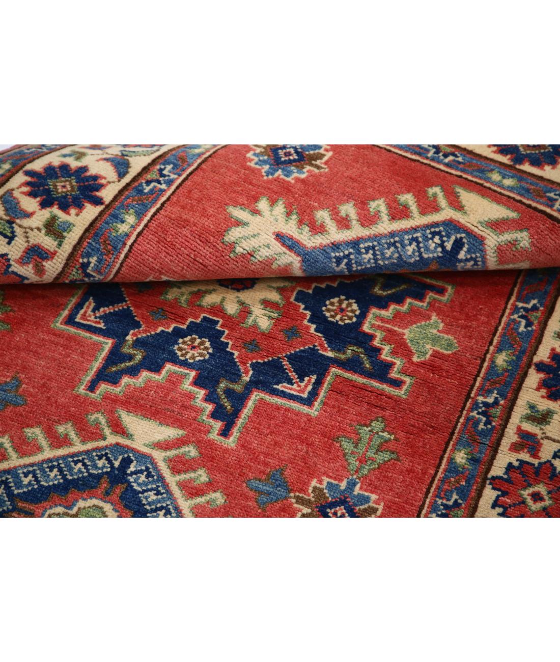 Hand Knotted Tribal Kazak Wool Rug - 3'3'' x 4'8'' 3' 3" X 4' 8" (99 X 142) / Red / Ivory
