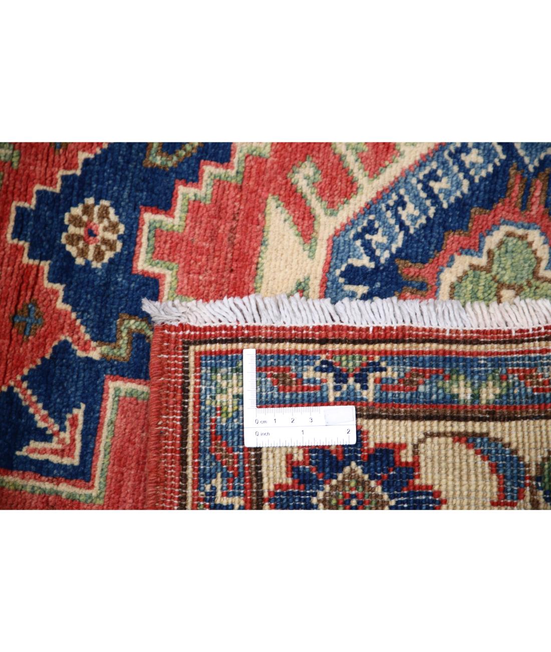 Hand Knotted Tribal Kazak Wool Rug - 3'3'' x 4'8'' 3' 3" X 4' 8" (99 X 142) / Red / Ivory