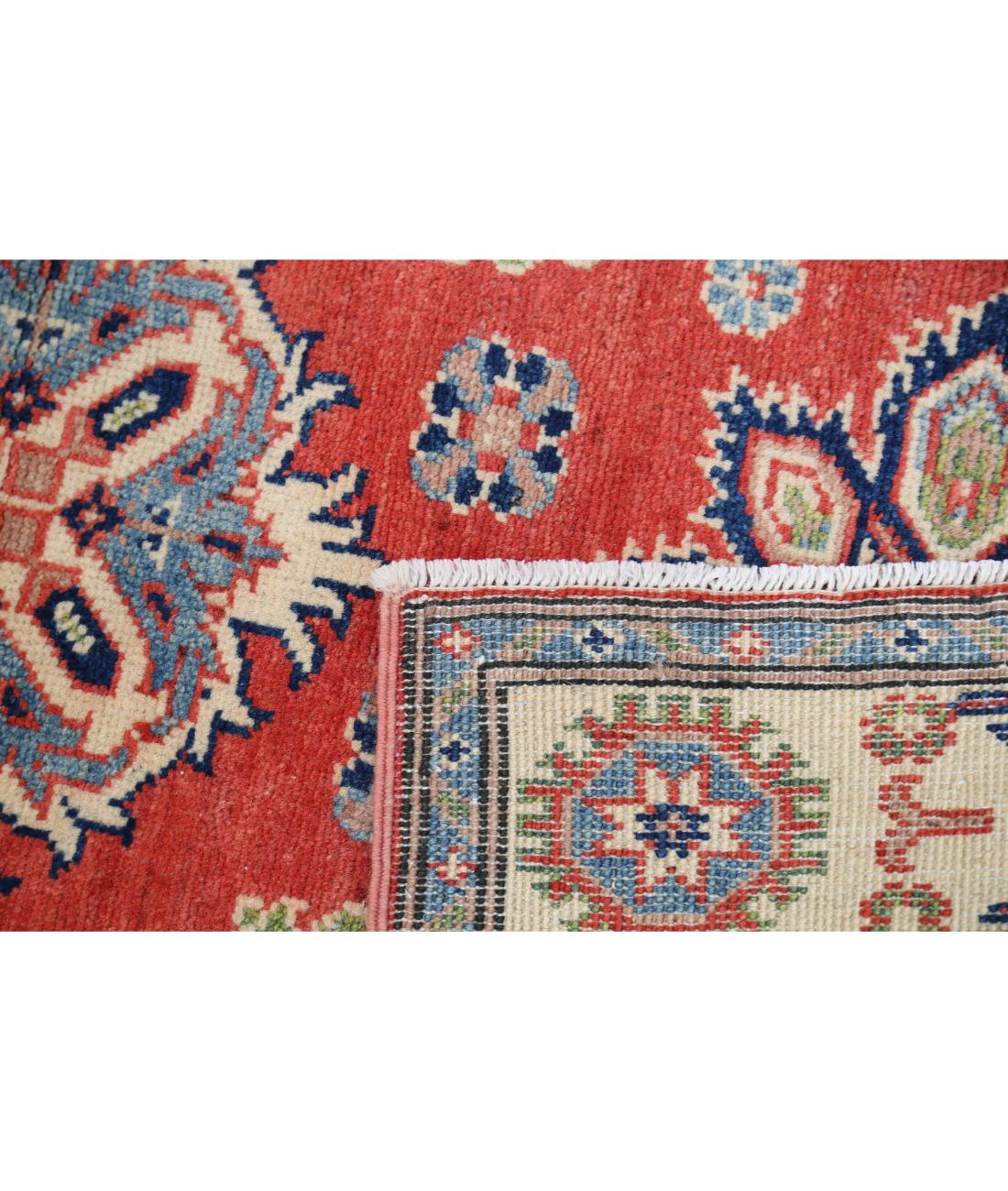 Hand Knotted Tribal Kazak Wool Rug - 3'1'' x 4'10'' 3' 1" X 4' 10" (94 X 147) / Red / Ivory