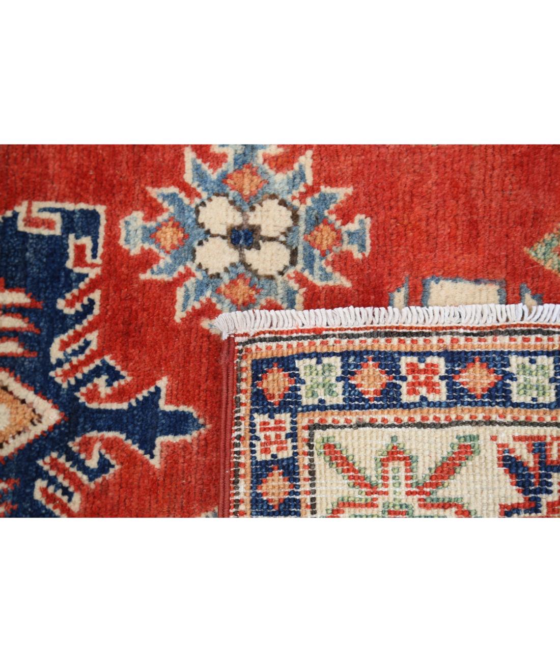 Hand Knotted Tribal Kazak Wool Rug - 3'1'' x 5'1'' 3' 1" X 5' 1" (94 X 155) / Red / Ivory