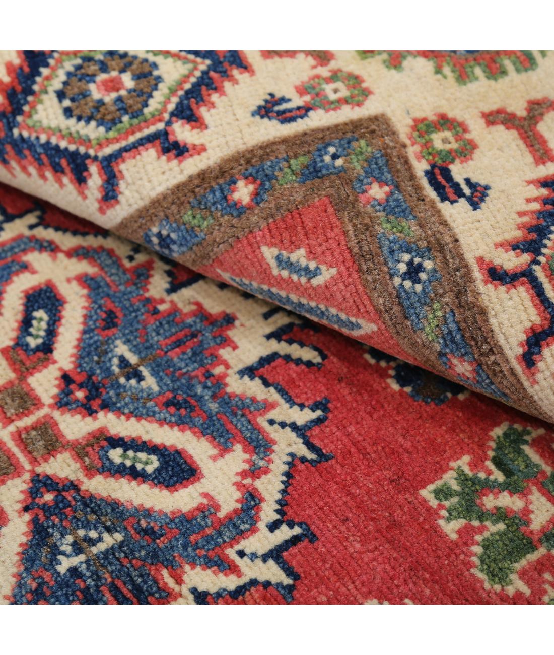 Hand Knotted Tribal Kazak Wool Rug - 3'0'' x 4'11'' 3' 0" X 4' 11" (91 X 150) / Red / Ivory