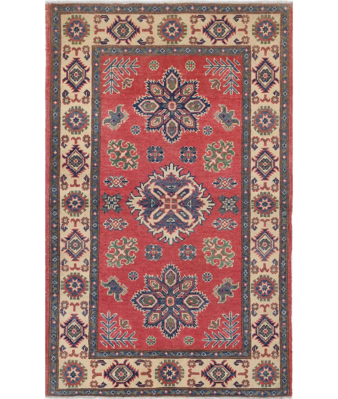 Hand Knotted Tribal Kazak Wool Rug - 3'0'' x 4'11''