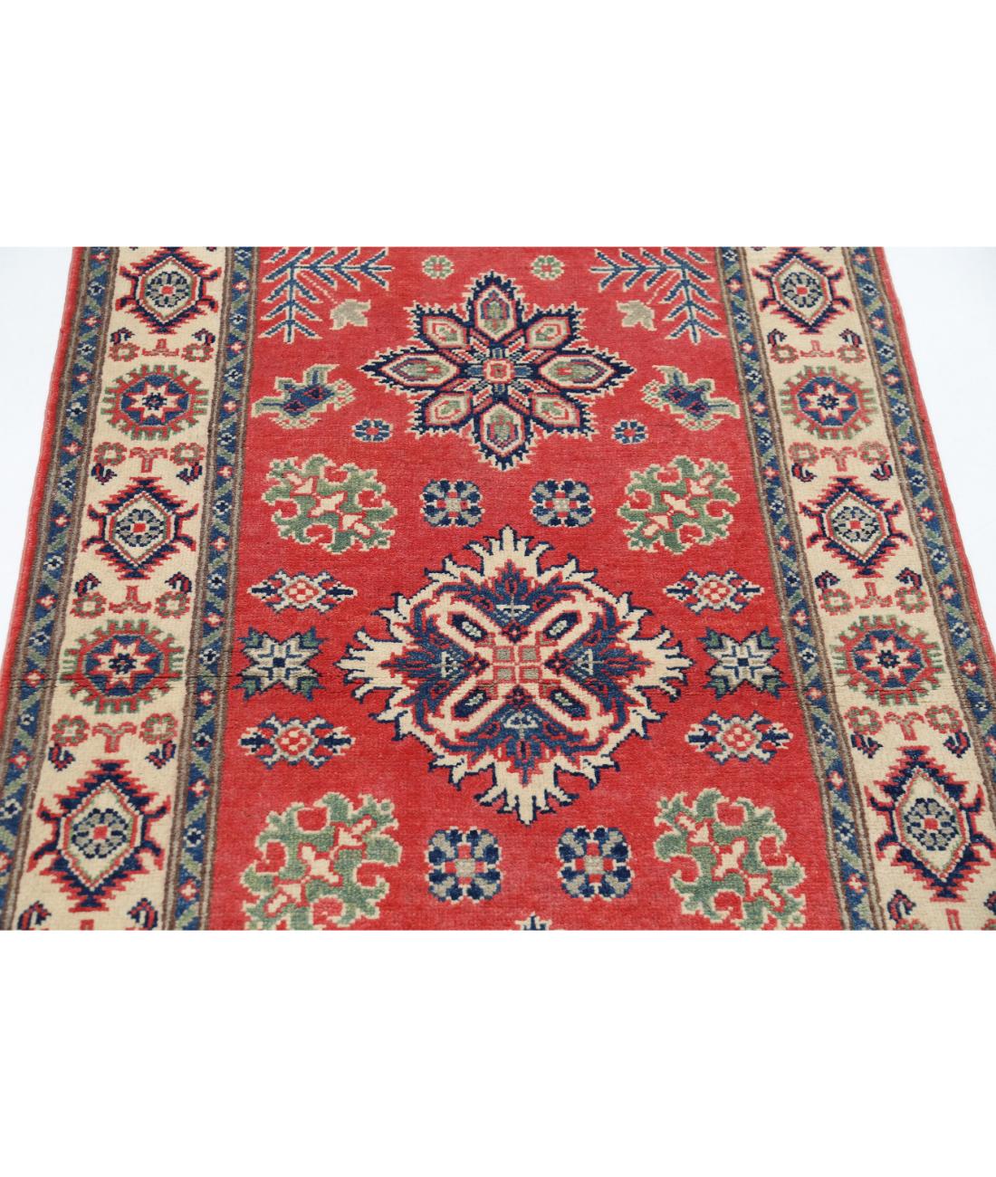 Hand Knotted Tribal Kazak Wool Rug - 3'0'' x 4'11'' 3' 0" X 4' 11" (91 X 150) / Red / Ivory