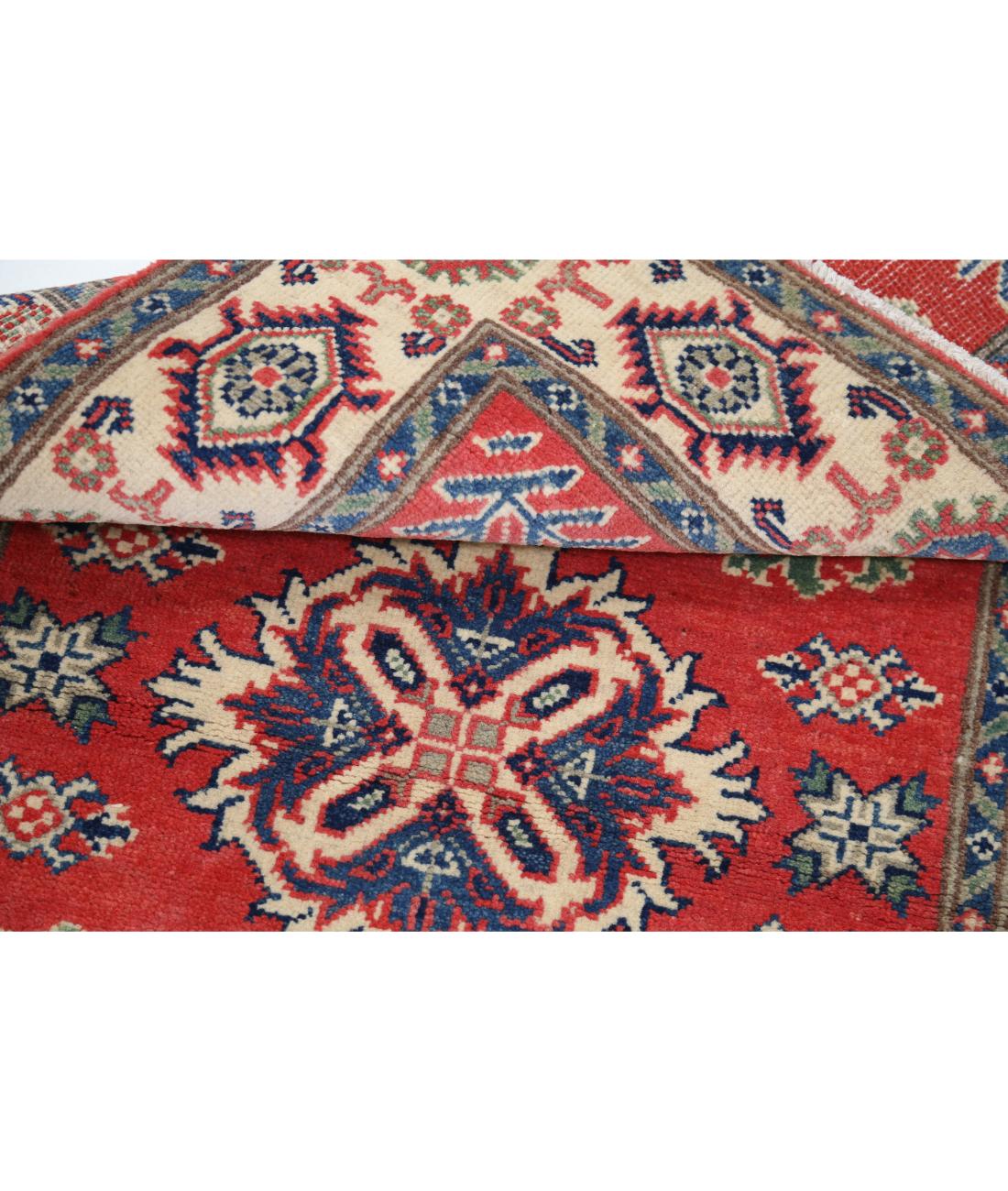 Hand Knotted Tribal Kazak Wool Rug - 3'0'' x 4'11'' 3' 0" X 4' 11" (91 X 150) / Red / Ivory