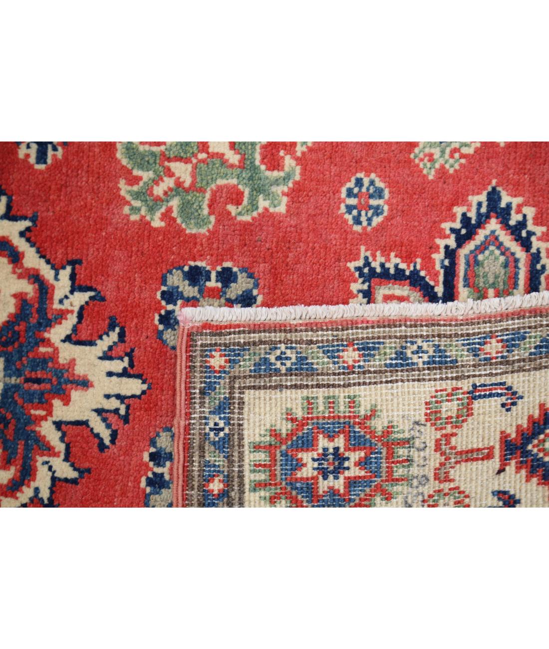 Hand Knotted Tribal Kazak Wool Rug - 3'0'' x 4'11'' 3' 0" X 4' 11" (91 X 150) / Red / Ivory