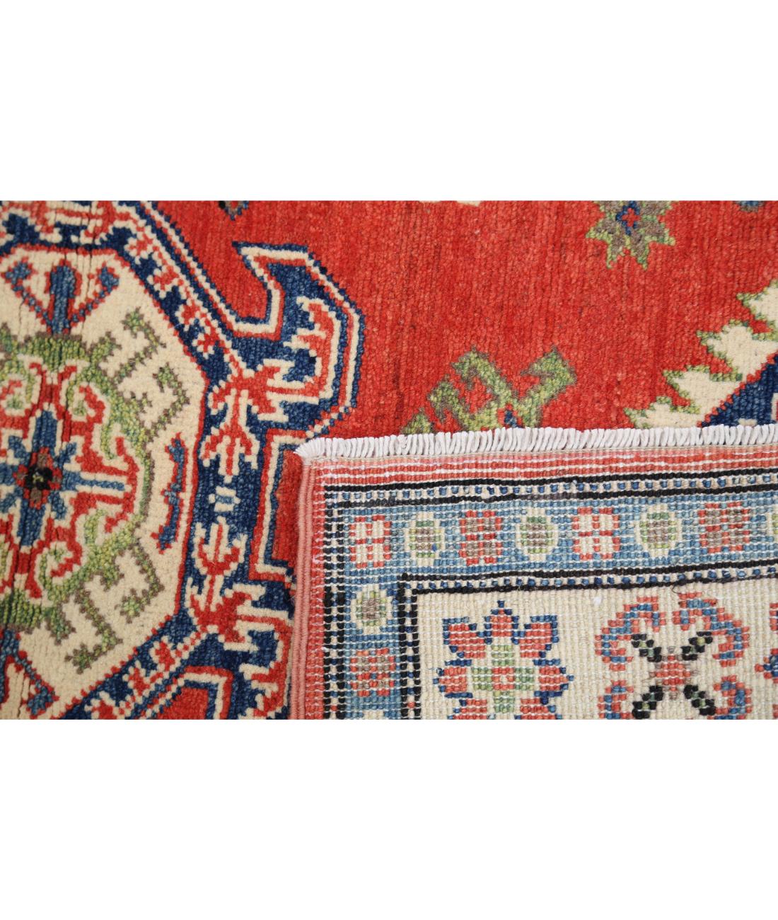 Hand Knotted Tribal Kazak Wool Rug - 3'3'' x 4'10'' 3' 3" X 4' 10" (99 X 147) / Red / Ivory
